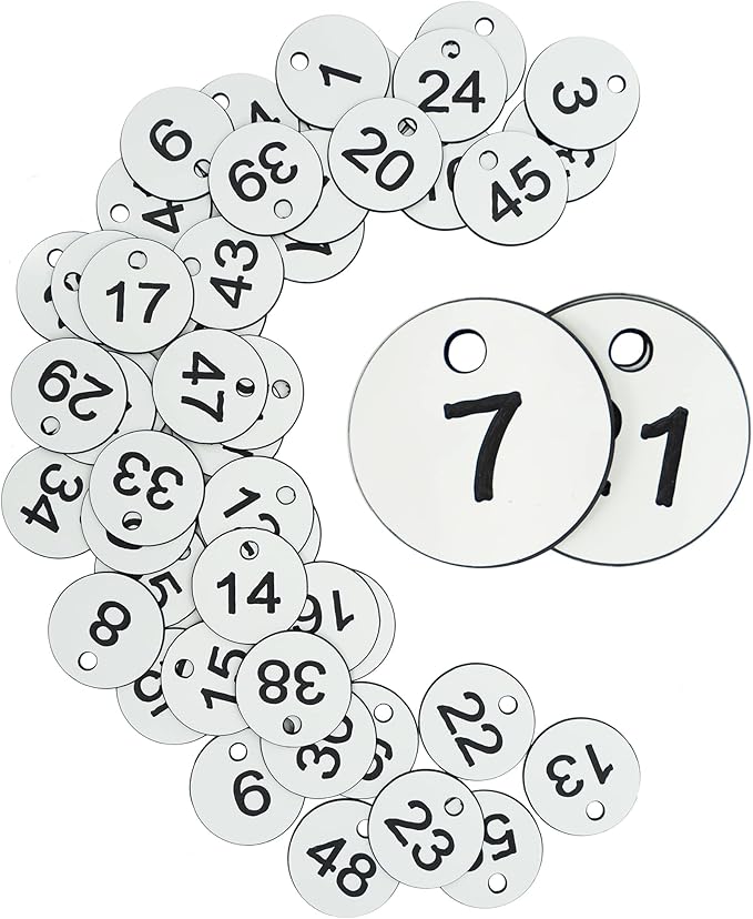 StayMax Plastic ID Number Tags Engraved Tags Key Tags Without Key Rings (101-200, White)
