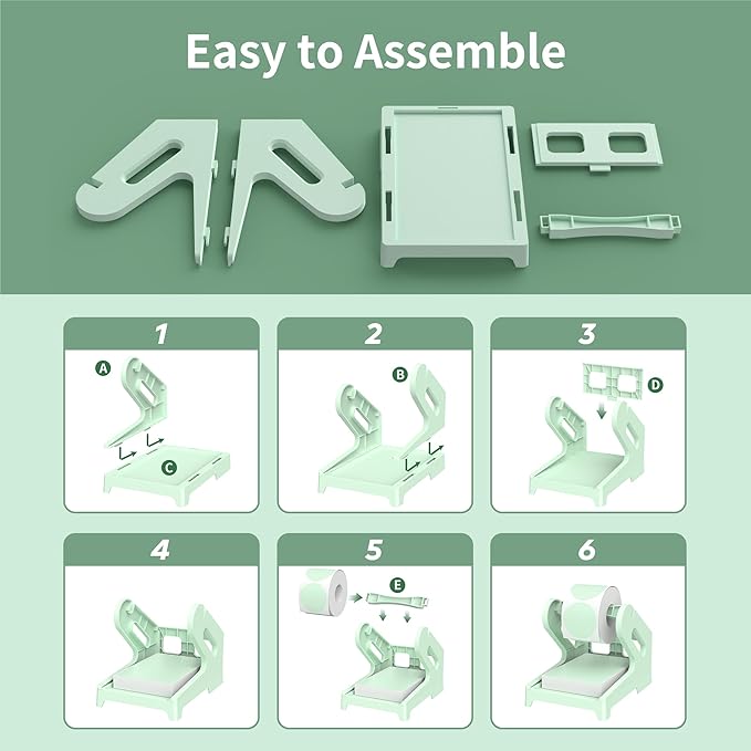 Label Holder Thermal Label Holder for Rolls and Fanfold Labels Shipping Label Stand Desktop Printer DIY Accessory Supplies for Home, Office (Fresh Green)