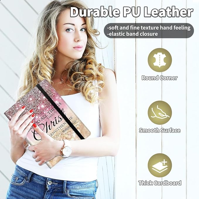 Padfolio/Portfolio Folder Clipboard,I can do all things through christ Personalized Leather Portfolio Padfolio for Men Women W/Resume Document Organizer Letter Size A4 Writing Pad Business Card Holder