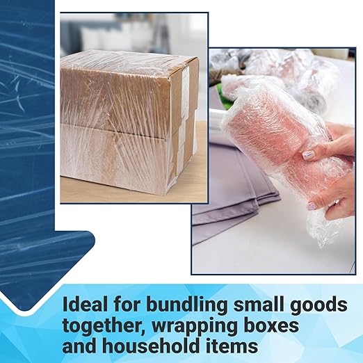 IDL Packaging 5" x 1000' Stretch Wrap Mini Roll of 80 Gauge (Pack of 10 Replenishment Rolls) - Extra Sticky Clear Plastic Wrap Film - Great Tear-Resistant Plastic Wrap for Moving and Office Needs