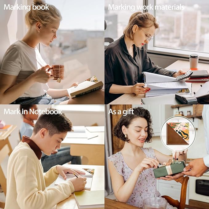 Personalized Leather Bookmarks, Fun & Cute Book Accessories for Reading Lovers, Unbreakable Page Markers for Women Men Girls Boys Student Teacher Kids Retirement Birthday Gifts (Boho Leaves)