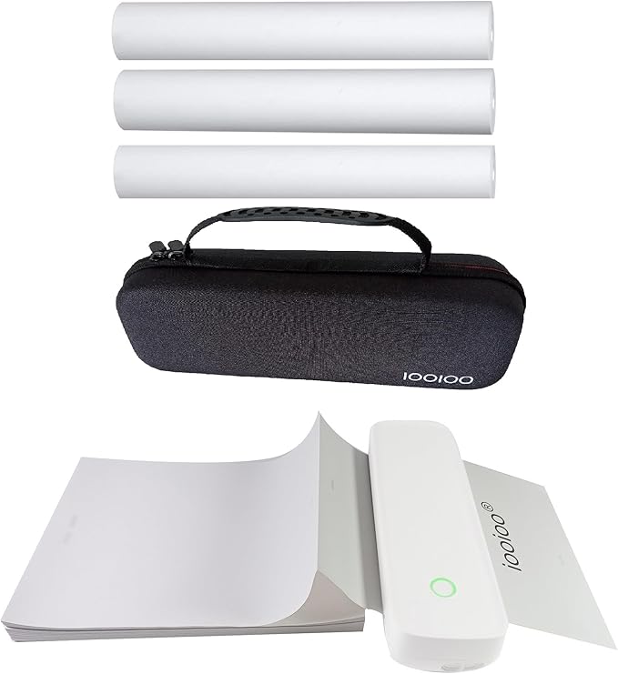 IOOIOO A80 Portable Printer no Ink Inkless Bluetooth Wireless Compact Small for 8.5x11 Letter Size Thermal Paper(impresora portátil),for iPhone Android Mobile Phone Laptop PC,Home Office Travel-White