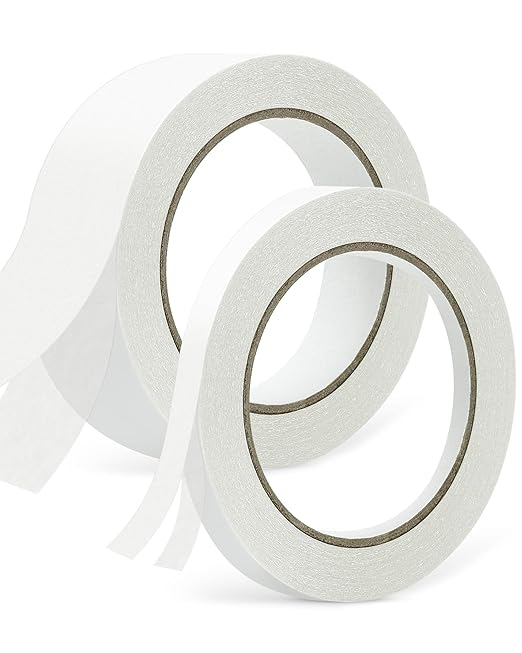 PLANTIONAL 2 Rolls Double-Sided Sticky Fabric Tape, 2/5" x 54.6 Yd & 1" x 54.6 Yd Hem Tape for No Sew, No Iron Hemming, Perfect for Pants, Crafts, and DIY Projects