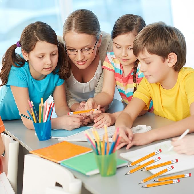 Chivao 288 Pieces Golf Mini Pencils Bulk with Eraser #2 HB Golf Short Pre Sharpened Pencils for Party Favors Office Supplies 4 Inch(Yellow)