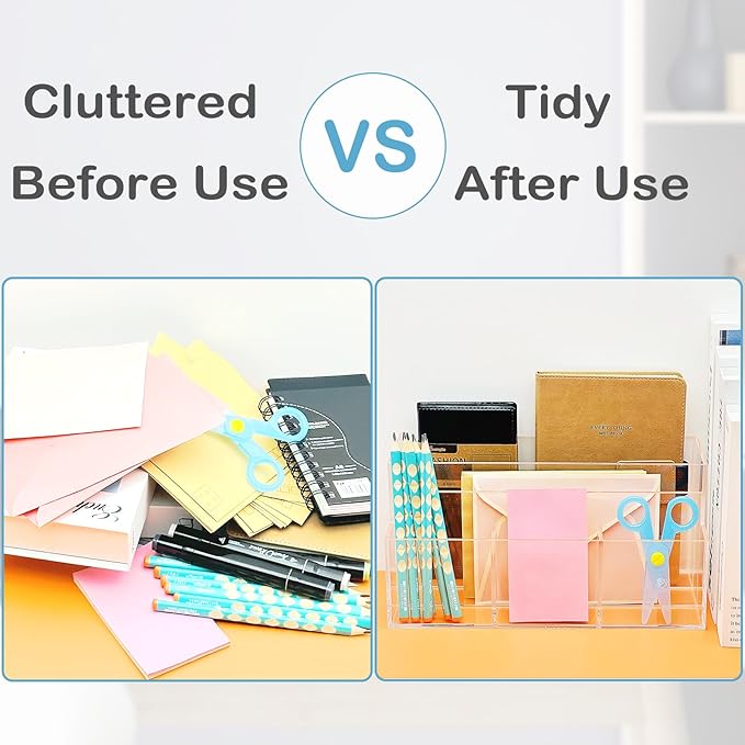 Mail Organizer, Mail Holder with 5 Slots, Modern Mail Sorter Basket for Countertop, Acrylic Desktop Bill Letter Envelope Holder, Clear