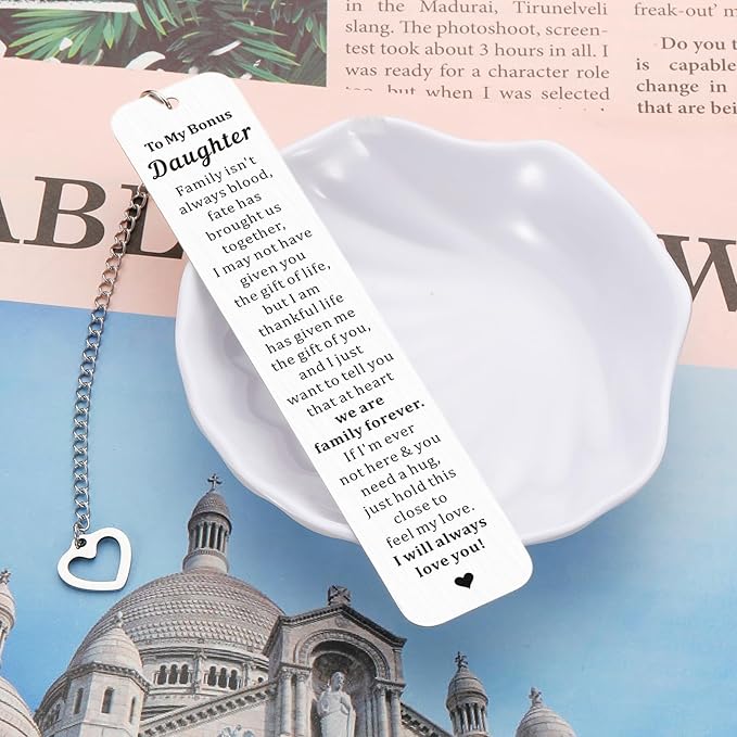 Bonus Daughter Gifts - to My Bonus Daughter Bookmarks Unbiological Daughter Gifts Stepdaughter Gifts for Stepmom Mother Daughter Gifts from Mom Birthday Christmas Valentines Gifts for Daughter