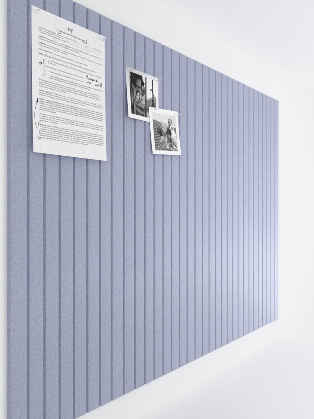 Bumusty Large Cork Board Alternative-47 x35 Felt Bulletin Board Tiles, with 30 Pushpins, 70 Adhesive Tabs, 12-Pack Slat Wall Paneling, Cork Boards for Office Push Pin Board Felt Board-Soft Periwinkle