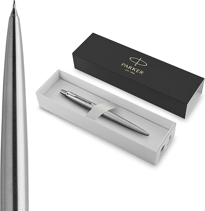 Parker Jotter Mechanical Pencil, Stainless Steel with Chrome Trim, 0.5mm, HB #2, Smooth & Precise, Signature Retractable Design, Gift Boxed