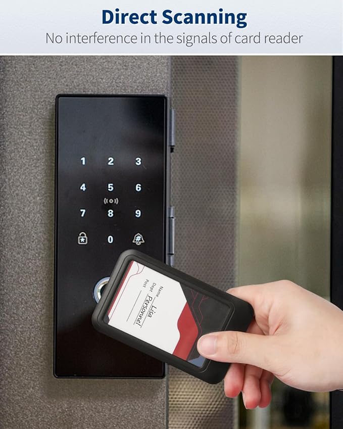 Uniclife 2 Pack Sliding Badge Holder Hard Black Vertical Plastic Card Case Protector with Retractable Badge Reel Carabiner for Office School ID Credit Proximity Key Card Driver’s License and Pass