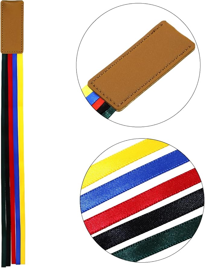 Bible Ribbon Bookmark Artificial Leather Multiple Page Marker with 5 Color Ribbons for Book Lover Reader Teacher Student Christmas Gift (Khaki)