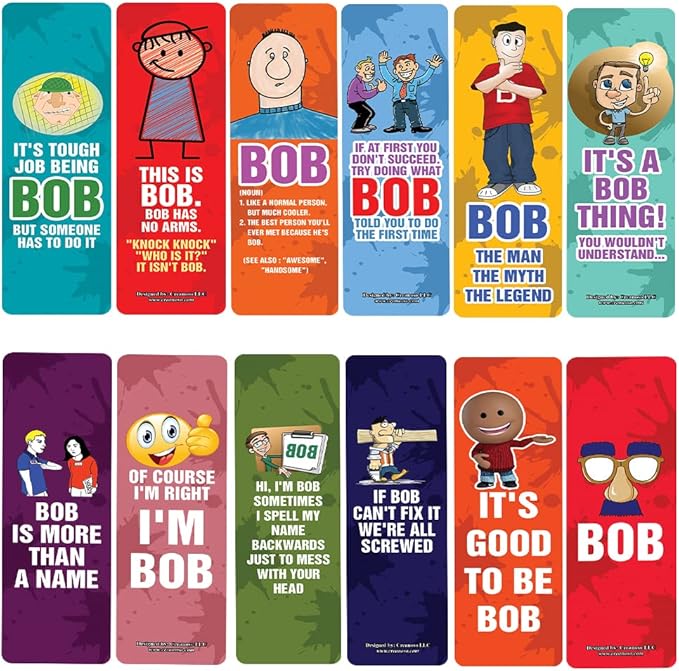 Creanoso Funny BOB (be Like bob) Bookmarks (5-Sets X 6 Cards) – Daily Inspirational Card Set – Interesting Book Page Clippers – Great Gifts for Adults and Professionals