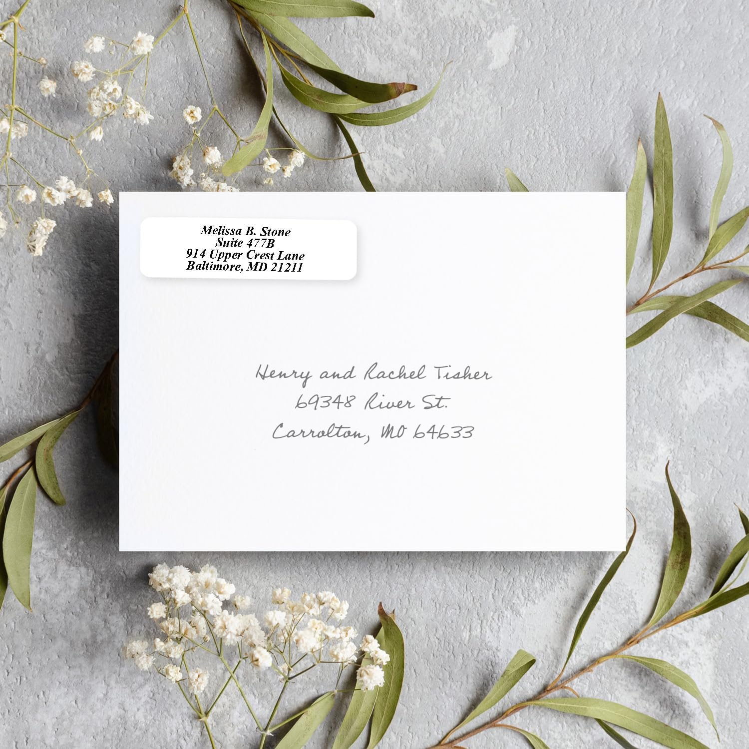 White Personalized Return Address Labels with Elegant Dispenser - Roll of 500 Custom Stickers