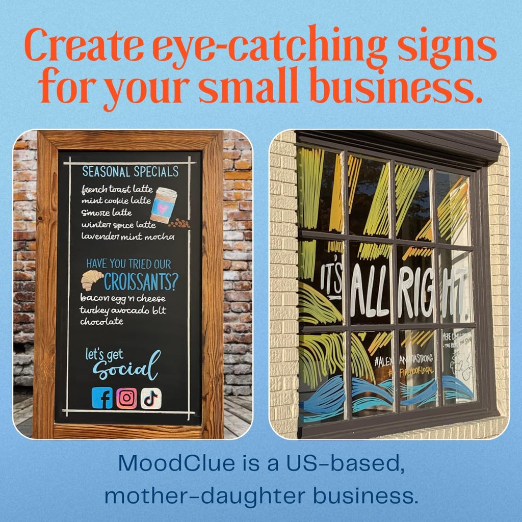 Liquid Chalk Drawing Markers for Car Windows, Auto Windshields, Mirrors, White Boards, Retail + Restaurant Signs. Erasable Chalk Markers – Washable – Bold - Neon 8pck. 10mm tip - 3 writing options.