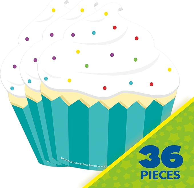 Eureka Cupcake Paper Cut-Out Classroom Decorations for Teachers, 36 Pieces