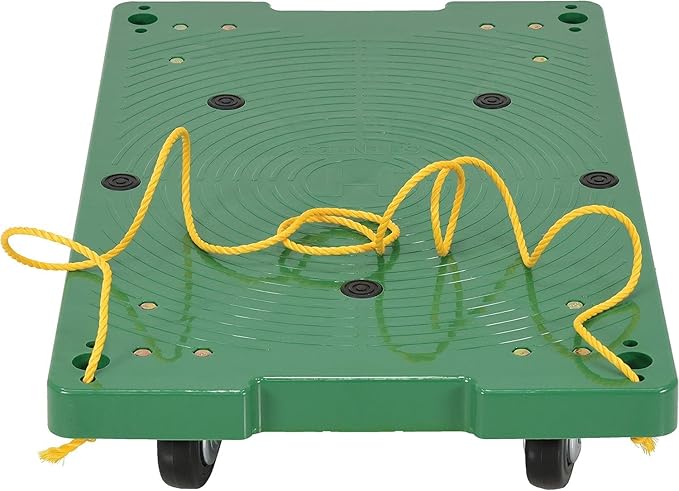 Vestil POS-1830-ROPE Plastic Office Dolly with Pull Rope, 500 lbs Capacity, 30" Length x 18" Width x 6" Height Deck , Green