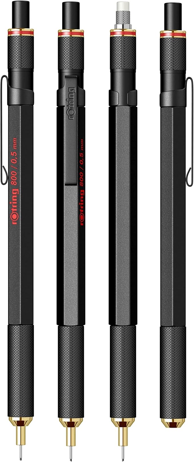 rOtring 800 Retractable Metal Mechanical Pencil, 0.5mm, Black Barrel, Perfect for Drafting, Engineering, Architecture Professionals
