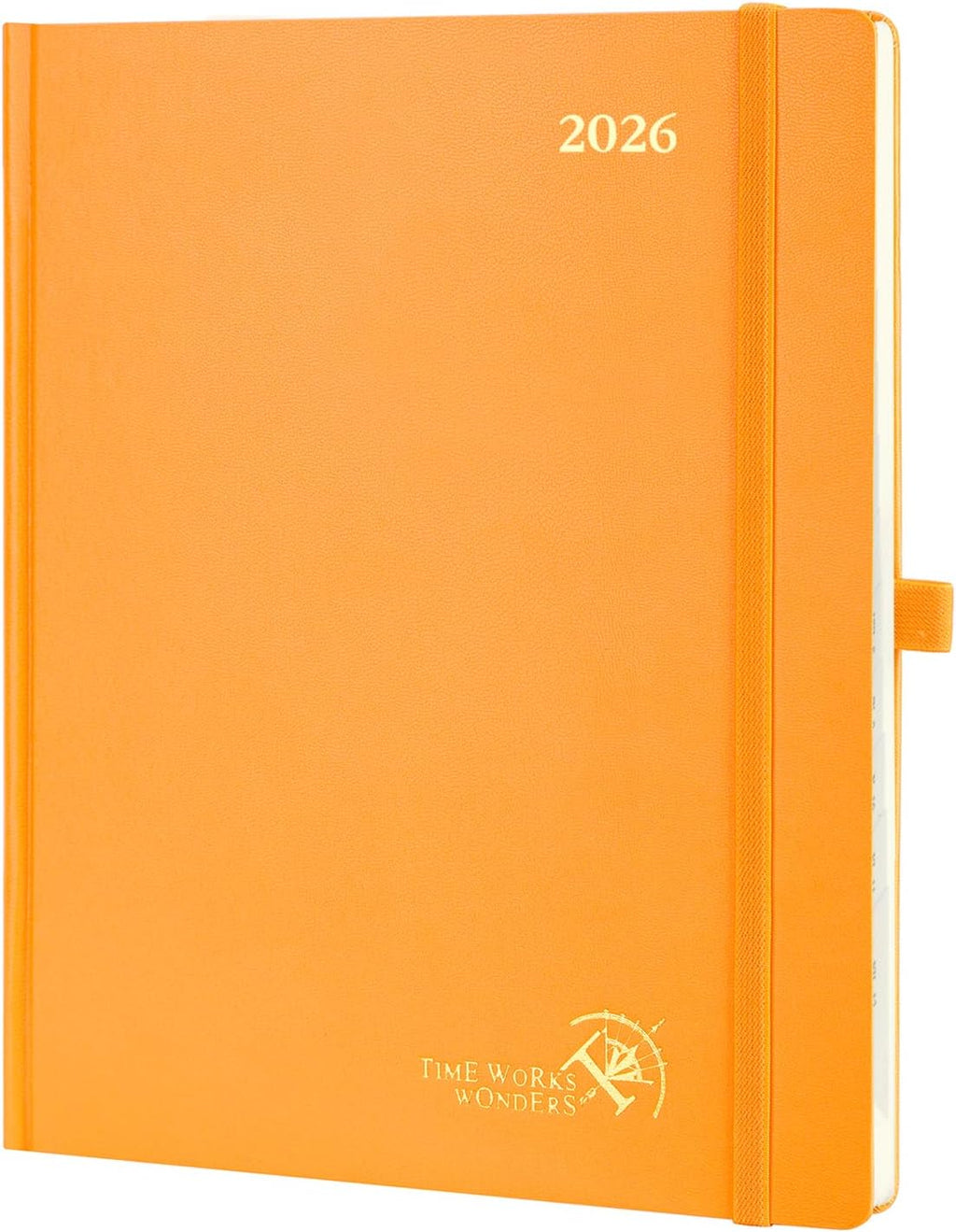 POPRUN 2026 Planner (Large Size 8.5''x 10.5'' Hardcover) - Daily Weekly and Monthly Calendar Agenda 2026 Appointment Book with Hourly Time Slots, Monthly Tabs, 100 GSM - Orange