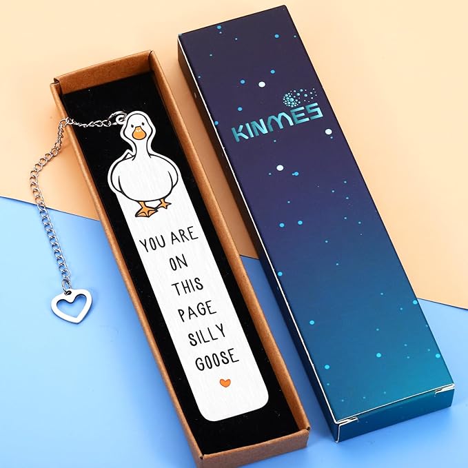 Book Marks for Reading Women Men, Funny Bookmarks for Book Lovers Women, Metal Bookmark, Book Accessories, Cute Back to School Supplies, Silly Goose Gifts, Birthday Christmas Gifts Goose Themed Gifts