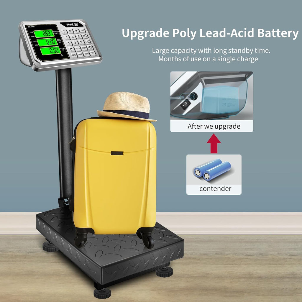 Digital Industrial Platform Scale for Packages, 661lb Weight Shipping Scale, 0.1LB Super Accuracy Commercial Scale for Luggage, Shipping, A6-300 Postal Scale with Price Computing, Kg/LB, LCD, Adapter