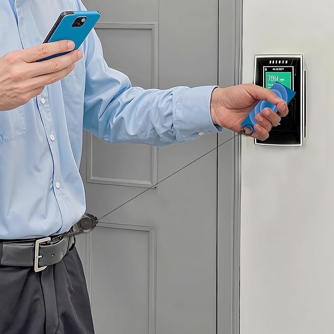 Heavy Duty Retractable Keychain,Multitool Carabiner Badge Holder,Tactical ID Badge Reel with 23.6” Steel Retractable Cord for Men and Women（Black and White Combo）