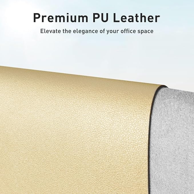 Aothia Leather Desk Pad Protector, Mouse Pad, Office Desk Mat, Non-Slip PU Leather Desk Blotter, Laptop Desk Pad, Waterproof Desk Writing Pad for Office and Home (31.5" x 15.7",Soft Yellow)