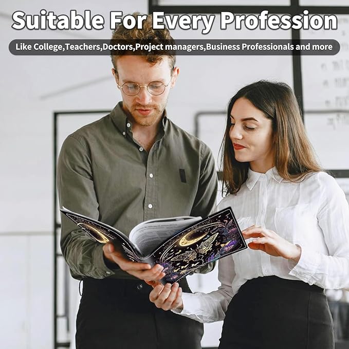 Padfolio/Portfolio Folder Clipboard,Butterfly Flowers & Gold Moon Personalized Leather Portfolio Padfolio for Men Women W/Resume Document Organizer Letter Size A4 Writing Pad Business Card Holders