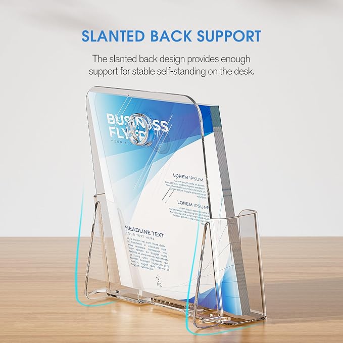 KTRIO Brochure Holder 6 x 8 inch, Acrylic Flyer Holder Stand Display Clear Holders for Literature, Magazine, Pamphlet, Booklet, Menu, Desk or Wall Mount 2 Pack