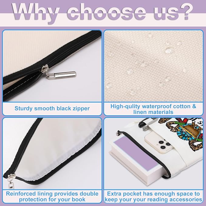 Inspirational Western Faith Christian Gifts Book Sleeve Book Cover Religious Cowgirl Accessories for Women Teacher BFF Friendship Christmas Birthday Book Lovers Gifts Book Protector with Zipper