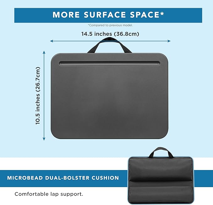 LAPGEAR Compact Lap Desk - Charcoal - Fits up to 15 Inch Laptops - Pack of 12 - Style No. 43005