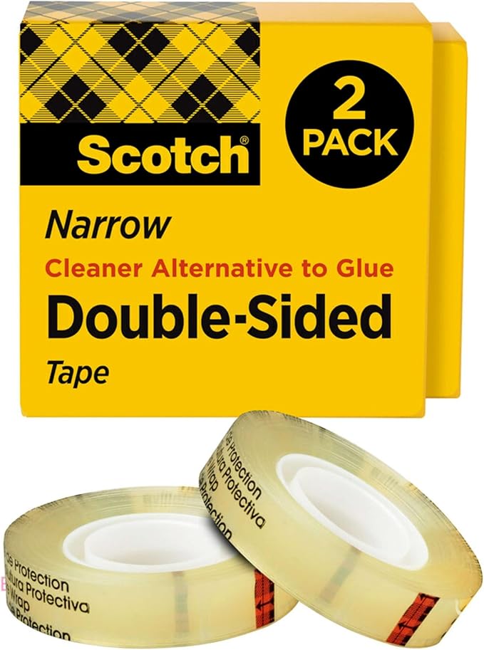 Scotch Double Sided Tape, Office and School Supplies for Arts and Crafts, Alternative to Scrapbooking Tape, 0.50 in. x 500 in., 2 Refill Tape Rolls
