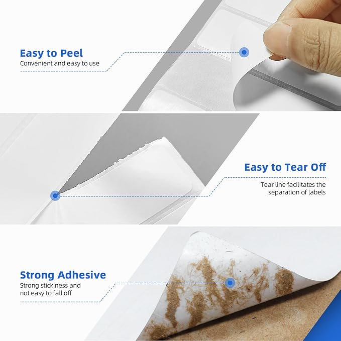 4" x 6" Fanfold Direct Thermal Labels, 500 Labels per Stack, 4 Stacks, White Perforated, Permanent Adhesive - Shipping Label Compatible for Zebra, Rollo, MUNBYN Thermal Printer