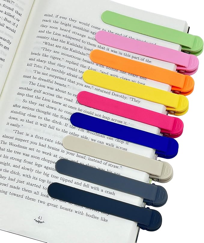 9Pcs Automatic Bookmark, Silicone Smart Book Marks for Reading Women, Men, Kids,Cute Unique Book Markers Bookmark Clip Reading Accessories Gifts for Book Lovers