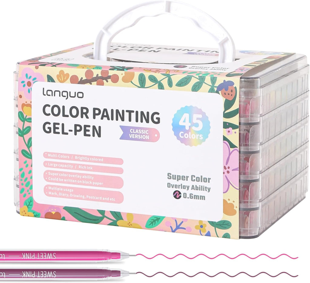 Gel Pens for Adult Coloring Books, 45 Colors Set Gel Colored Pens Marker, Perfect Gel Pens for Adult Drawing Doodling Journaling, Art Supplies and DIY Crafts