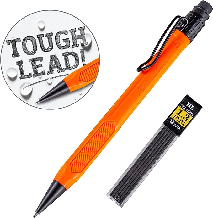 Rite in the Rain Weatherproof Mechanical Pencil, Orange Barrel, 1.3mm Dark Lead, 12 lead refills (No. OR15)