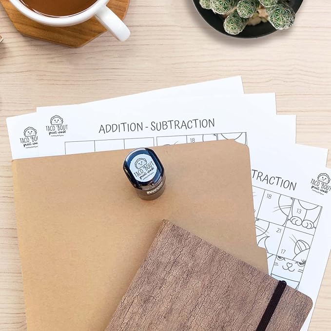 Taco Bout Great Work Stamp / 2000 Plus Self Inking Teacher Stamper / 9/16" Small Black Imprint Taco Pun Planner Worksheet School Homework Classroom Stamp