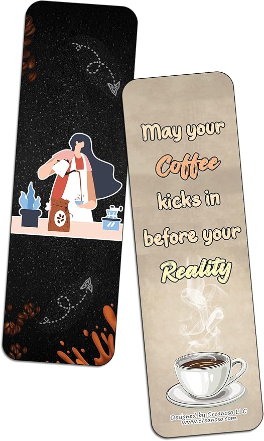 Creanoso Funny Barista Quotes Bookmarks (5-Sets X 6 Cards) – Daily Inspirational Card Set – Interesting Book Page Clippers – Great Gifts for Adults and Professionals