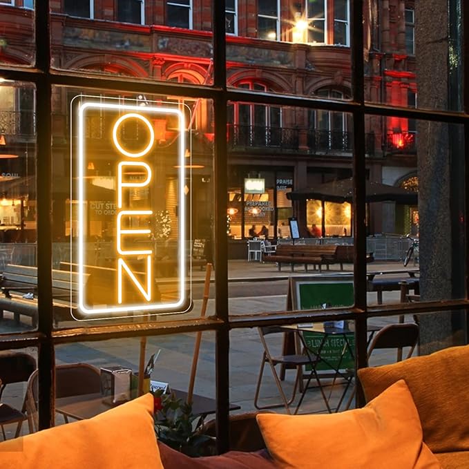 Open Signs for Business Ultra Bright 16 Inch Plug In Electric Light Up Open Sign with ON/OFF Switch for Business Storefront Window Glass Door Shop Store Florists Bar Salon Cafes Pub
