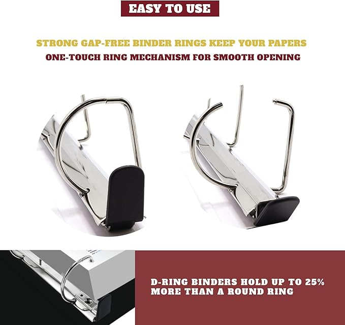 4 Pack of 2.5” Smooth Opening Angle D-Ring View White Binders, Professional Presentation Folder for Standard Pages with Inside Pockets, and Customizable Clear View Binder PVC-Free