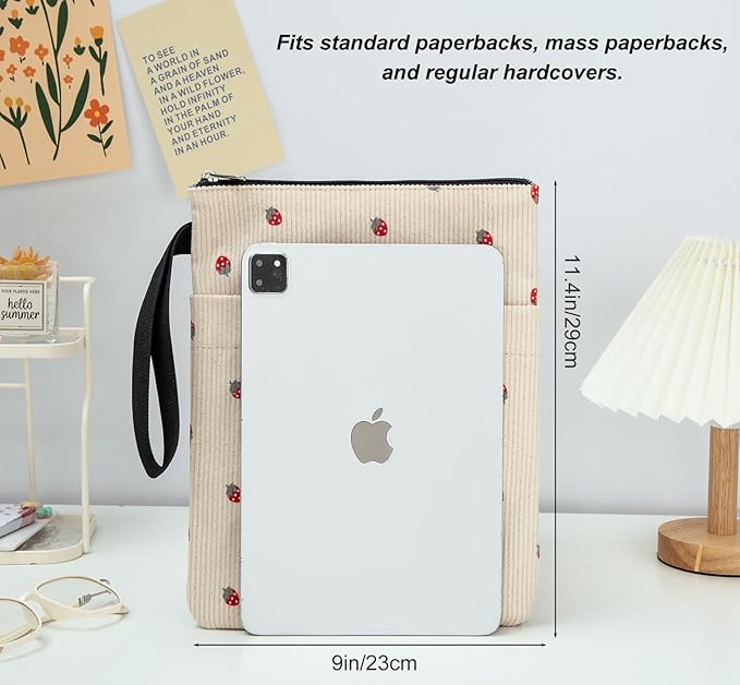 DSIUE Book Sleeve, Book Covers for Paperbacks with Zipper, Book Lover Gifts