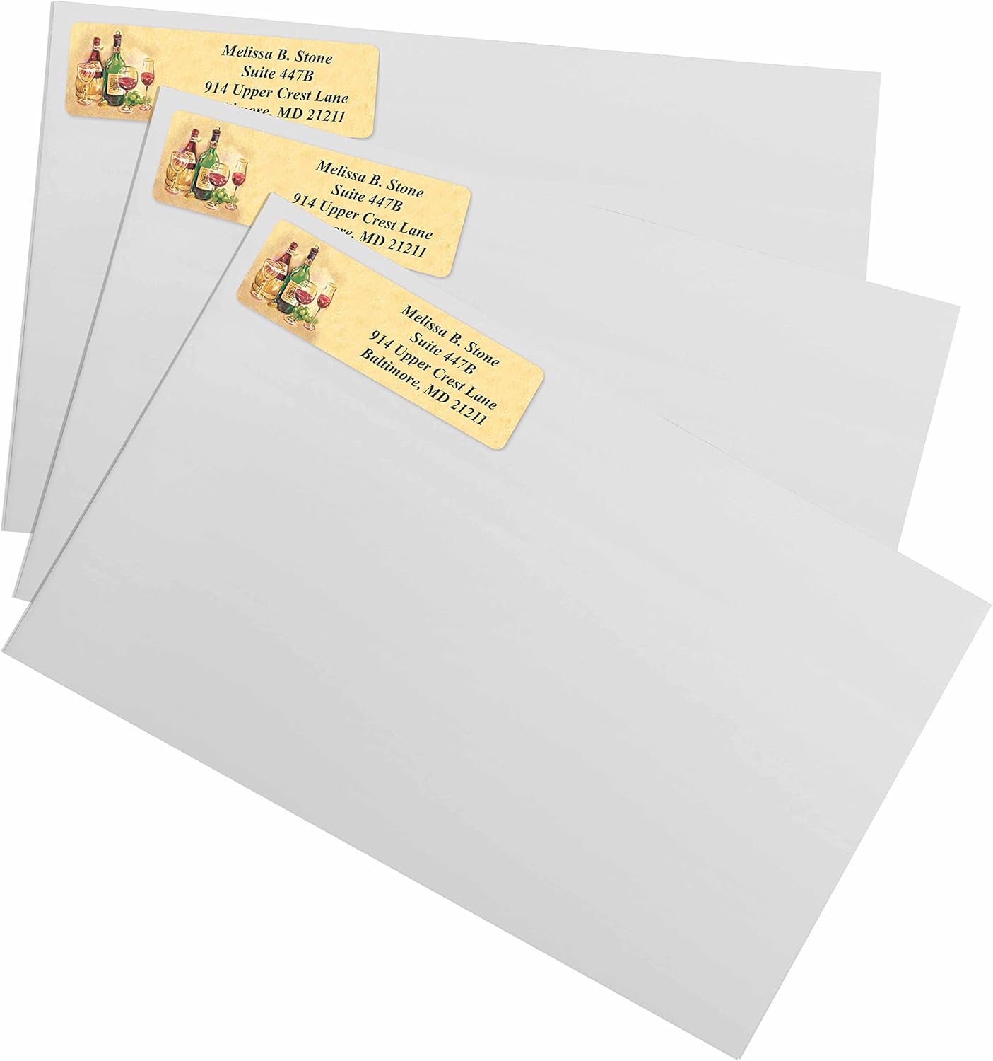 Vintage Wine Designer Rolled Address Labels with Elegant Plastic Dispenser