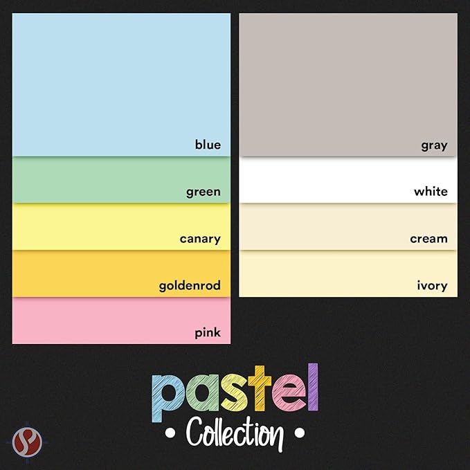 Assorted Pastel Colored Paper – Assortment of 9 Colors for Arts and Crafts, Invitations, Flyers, Posters, Decorations | Regular 20lb Bond (75gsm) | 11" x 17" | 25 Each Color (225 Sheets Total)