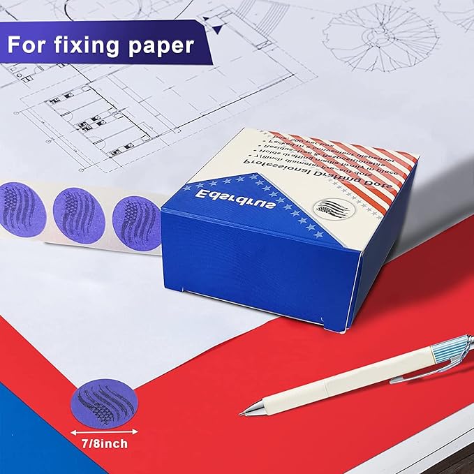 3 Pack Drafting Dots 7/8” Diameter, Low Tack, Easy Removal, Pre-Cut Drafting Tape Dots for Tracing, Drawing, Positioning, Roll of 500 Dots Per Box (Multicolored)