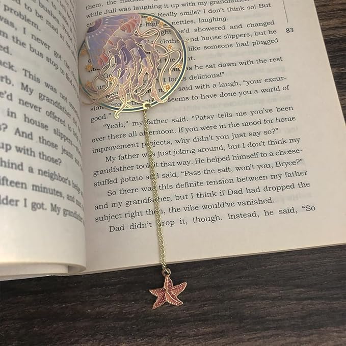 Bookmarks for Book Lovers Book Marks for Reading Women Birthday Graduation Christmas Gifts for Her Cute Metal Bookmark Book Markers Stocking Stuffers for Teens (Jellyfish-A)