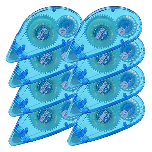 Glue Runner Permanent, Double Sided Adhesive Scrapbook Runner Tape Roller, 0.3-inch by 360-Inch, Permanent Adhesive Dots Roller Applicator, 8 Pack - Blue