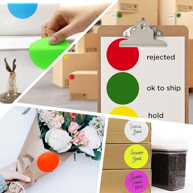 ChromaLabel 3 Inch Round Sticker Labels, High Visibility Permanent Sticky Dots Color Coding Labels, Easy to Write On Color Coded Stickers - 500 Colored Labels per Roll - Matte Finish Fluorescent Green