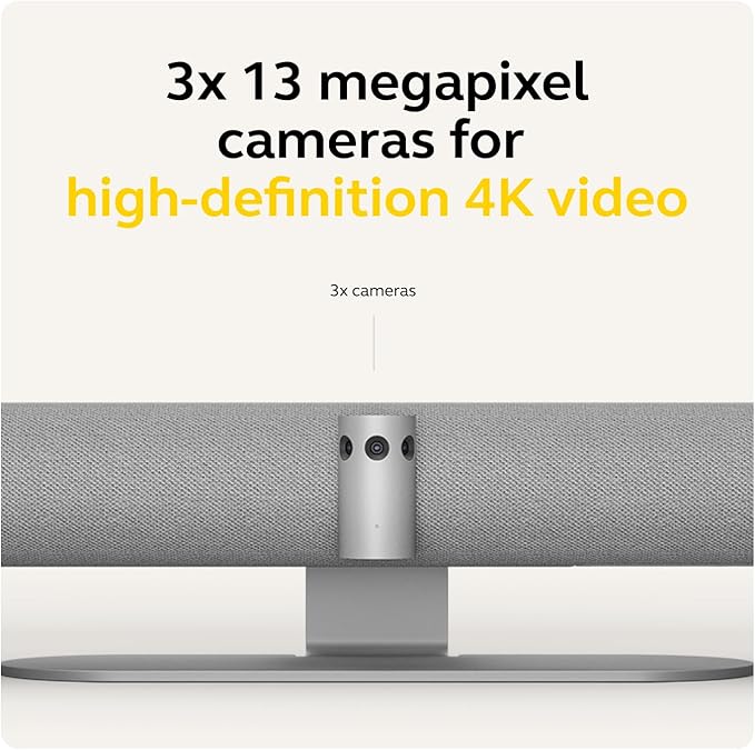 Jabra PanaCast 50 – Intelligent 180° Panoramic-4K Meeting Room Video Camera – Inclusive Video Conferencing Camera with Full Room Coverage, Easy to Set-Up Wide Angle Webcam with Microphones - Grey