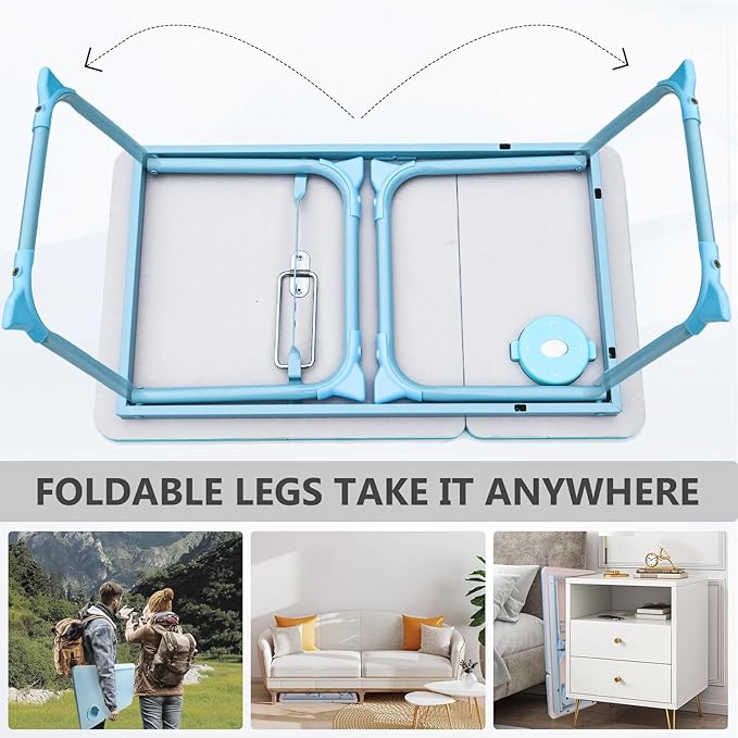 Laptop Desk for Bed Couch, Portable Lap Desk for Laptop, Foldable Bed Table Tray, Kids Lap Desks with Cup Holder, Laptop Stand for Bed, Bed Desk for Laptop and Writing (Blue)