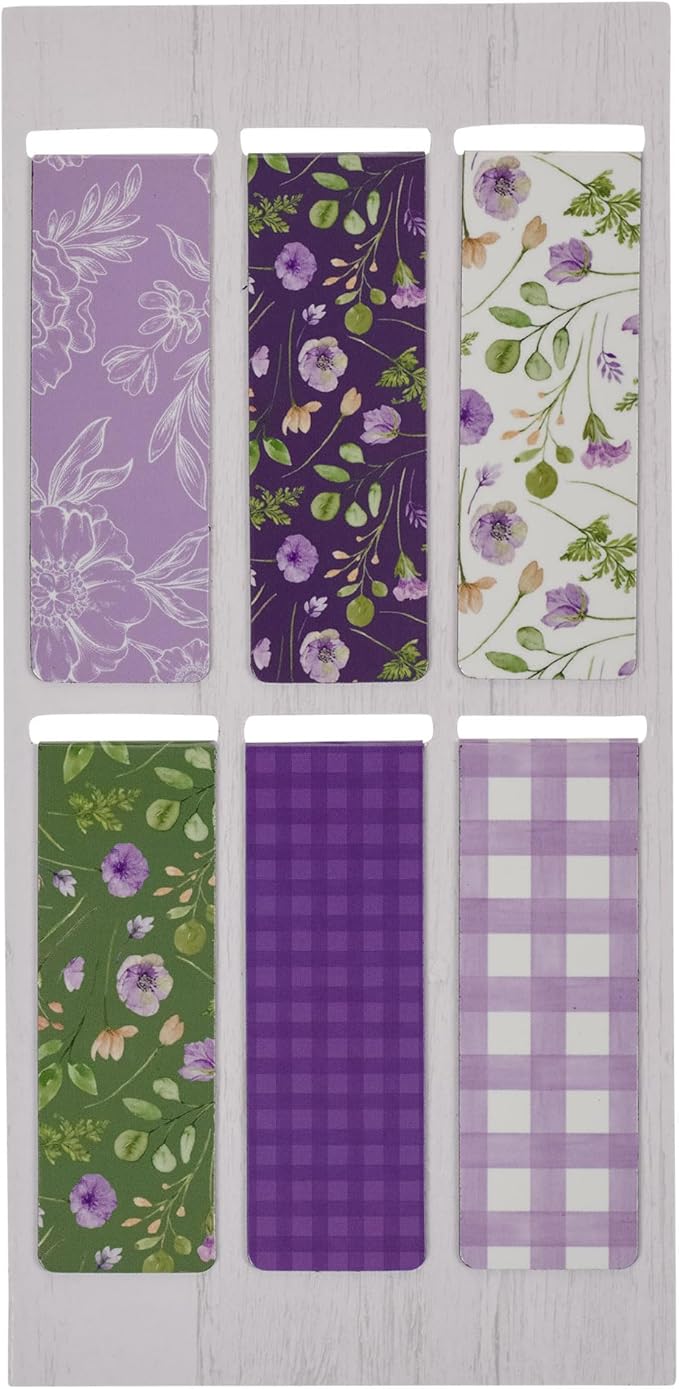 Christian Art Gifts Colorful Inspirational Magnetic Scripture Bookmark Set for Women: Blessed, Inspirational Bible Verses, White, Purple, Green, Pink Floral Theme for Books, Bibles, Papers, Set of 6