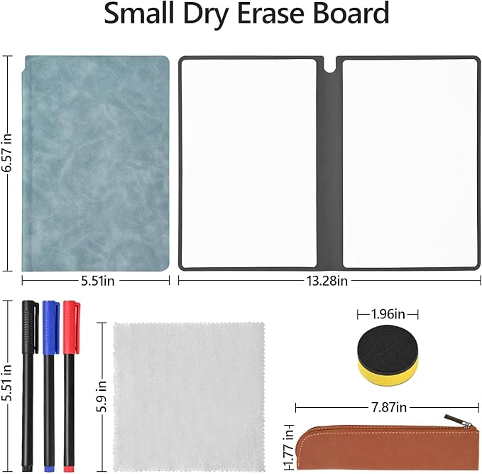 Portable Dry Erase Board,Portable White Board,Small Dry Erase Board,Foldable,Erasable,Repeatable,9.5 * 6.6 inches,for Office,Home,School,Study,Meeting(Cyan)