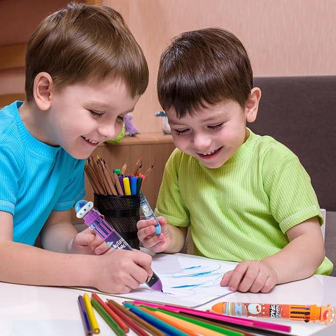 Multicolor Ballpoint Pen 0.7 mm, 10-in-1 Colored Pens Fine Point Retractable Cartoon Space Ballpoint Pens for Office School Students Kids Christmas Gift, 6 Pack